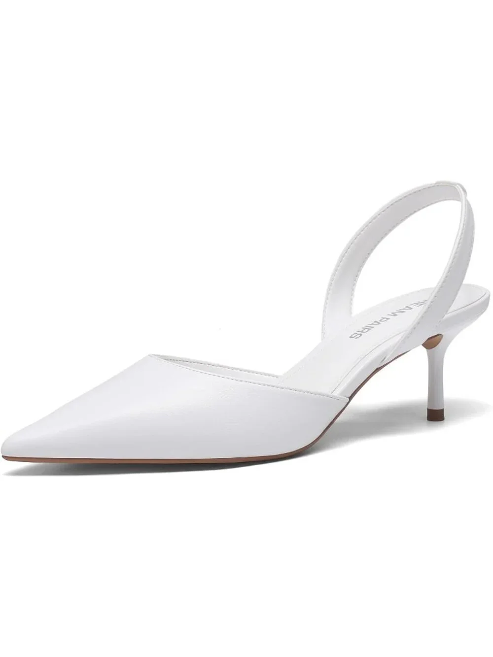 DREAM PAIRS Women's White Slingback Lace Up Kitten Low Heel Ankle Strap Shoes